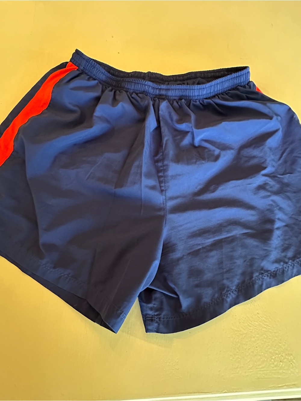 Nike Dri-Fit Blue Athletic Shorts with Red Side Stripe